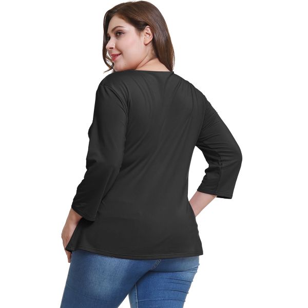Custom Made V Neck Plus Size Ladies Shirts Long Sleeve Ruffles Decoration