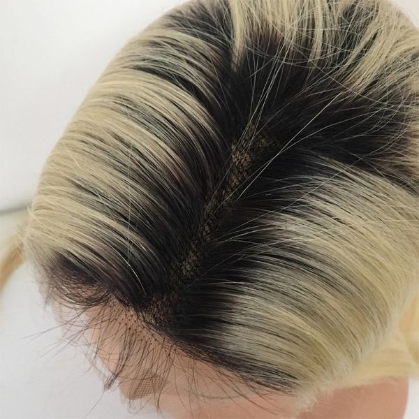 1b / 613 Blonde Color Straight Wig Ombre Hair Extensions / 100 Real Human Hair