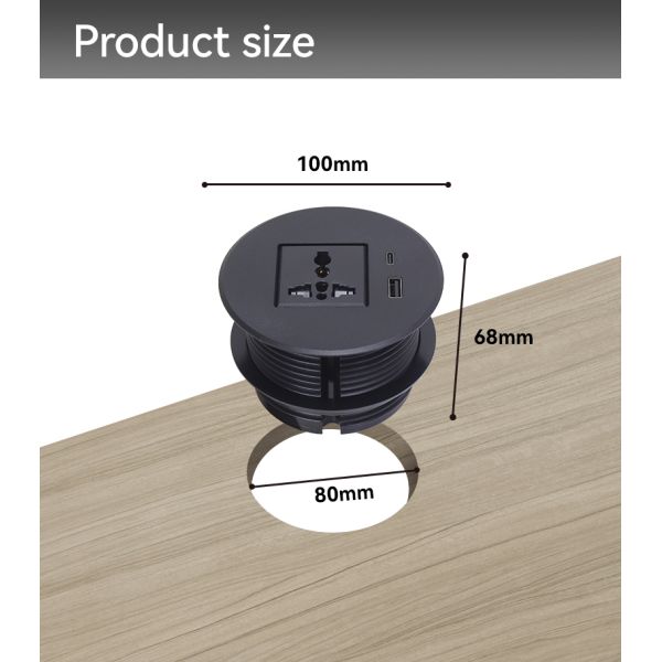 Furniture Embedded Recessed Desk Power Grommet Charger Sockets PD 20W