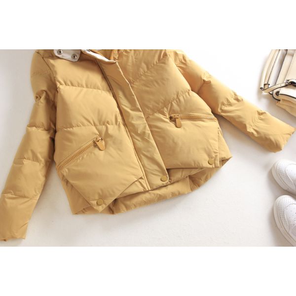 Orange Warm Long Womens Winter Jackets And Coats Hooded Customized Trims