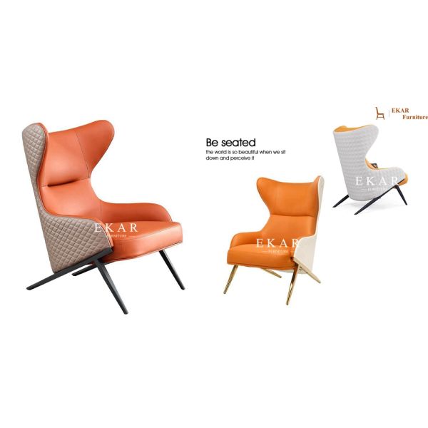 High Back Armchair Modern Leather or Fabric Leisure Chair