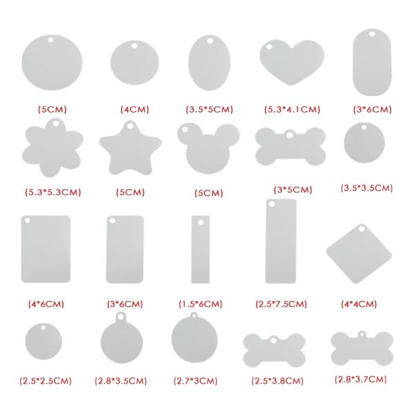 Blanc aluminium sublimation étiquette de chien blancs d'impression à double face nom d'animal de compagnie étiquettes pendentif ornement