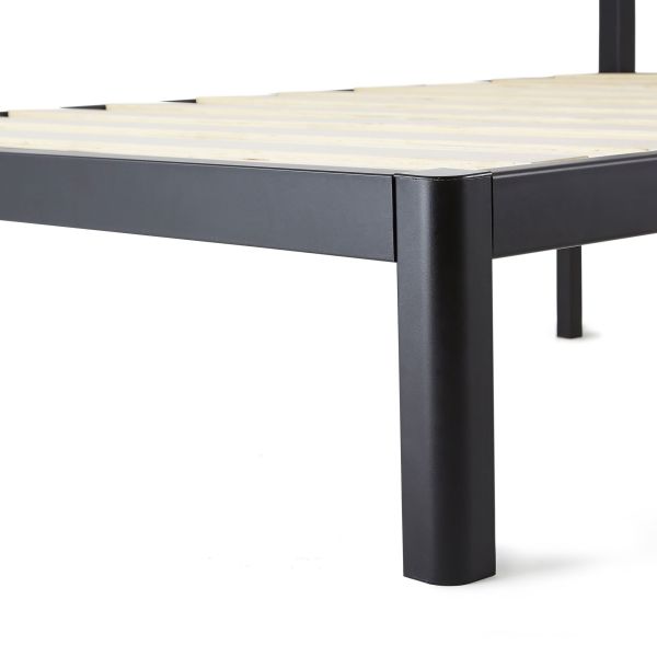 Black Wooden Slat Bed Frame 0.6-1.5mm Thick Steel Pipe With Headboard