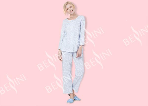 Premium Women'S Cotton Knit Pajama Sets Long Sleeve Long Pants Eco Friendly