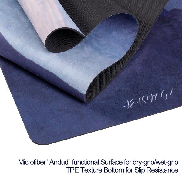 Eco Friendly Printed Suede Yoga Mat , Extra Thick Non Slip Lightweight Fitness Mat