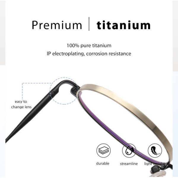 Круглые стекла стекел 145mm рамки титана анти- голубые светлые могут изменить миопическое