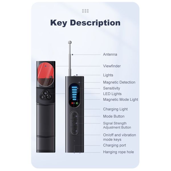 220V Radio Frequency Signal Detector Hidden Mini Camera Detector GPS GSM Detector Finder
