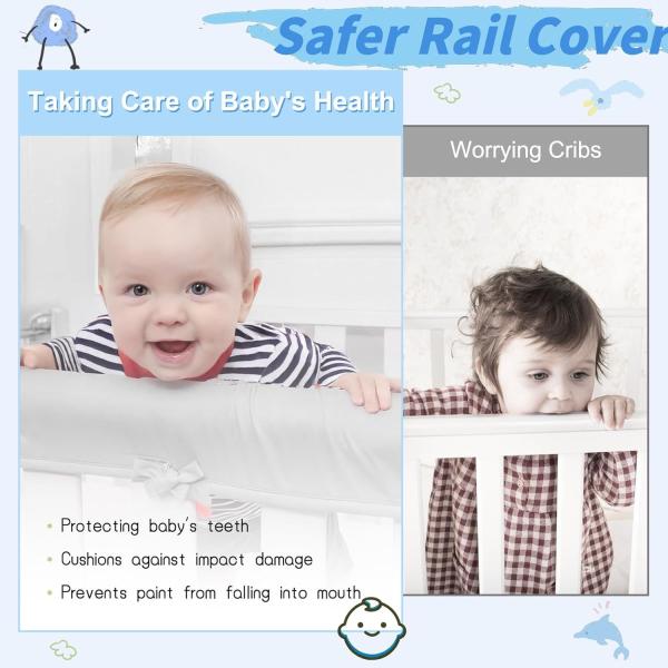 Purple Polyester Baby Bed Rail Guard Cover 4-Piece Set