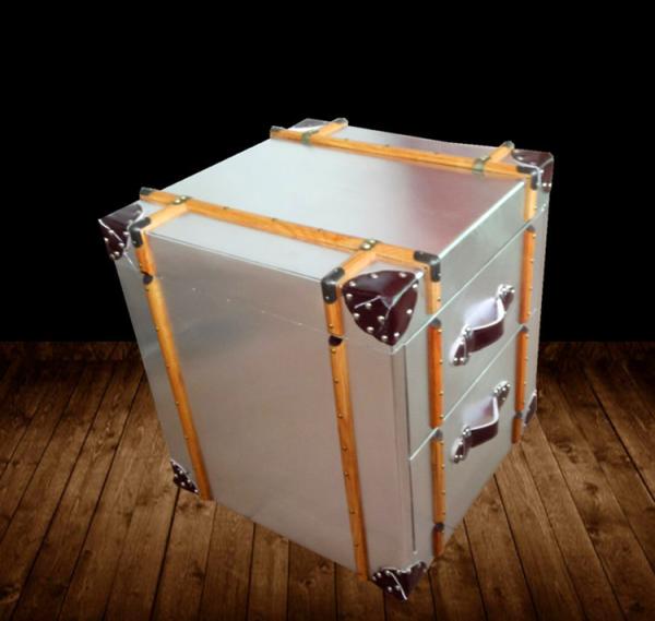 aviator trunk coffee end table metal Aluminium corner cabinet for sofa home decoration cabinet with storage