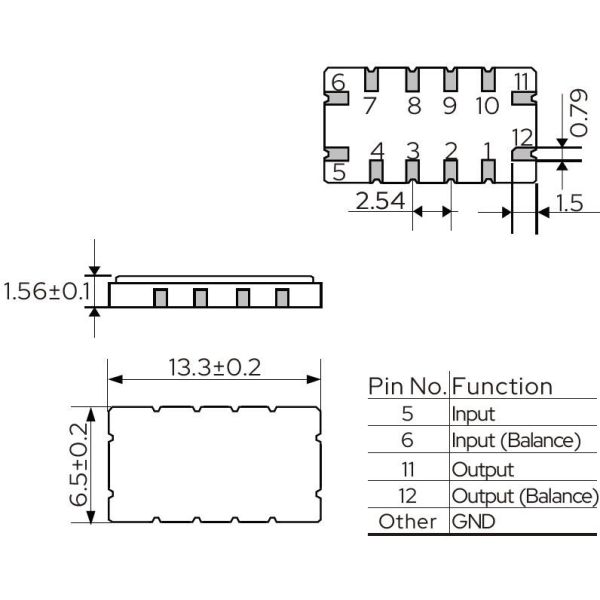 QCC12 13.3 X 6.5 SAW Фильтр с низкой потерей вставки и отличной селективностью