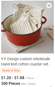 Y-Z Design Custom Wholesale Hand Knit Cotton coaster Set square Drink Barware Coffee Cup Tea Mats