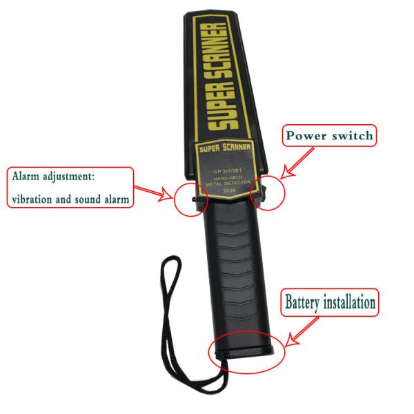 Power Saving GP-3003B1 Hand Held Metal Detector For Airport Security Checking