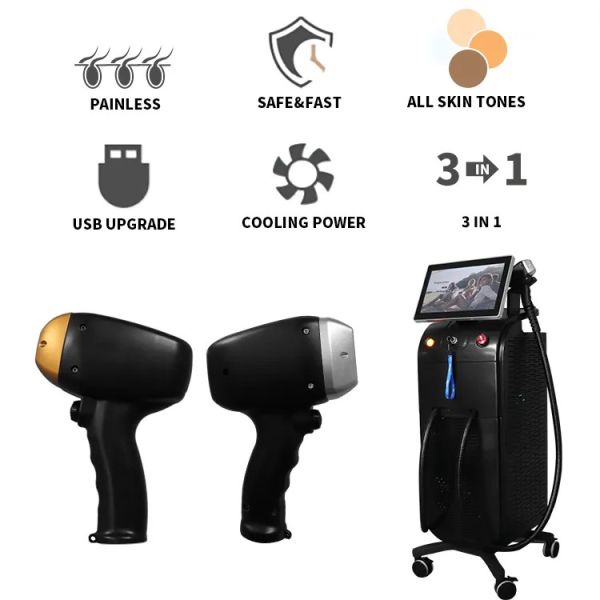 депиляция лазера экрана 1800W Yag платины льда сопрано машины удаления волос диода 808nm большая