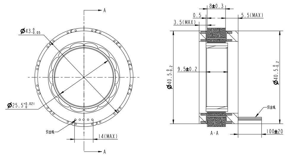 43mm Frameless Motor 78.5W | 0.45 Nm | 7300 rpm | 48VDC