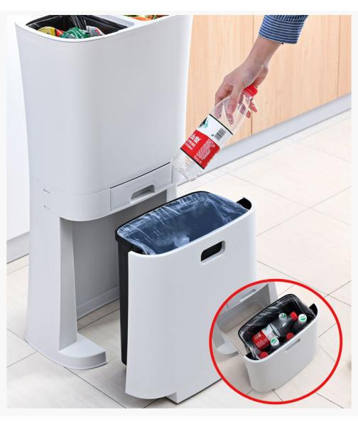 18L/36L Custom Recycling Double Bucket Three Compartments Sorted Trash Bin