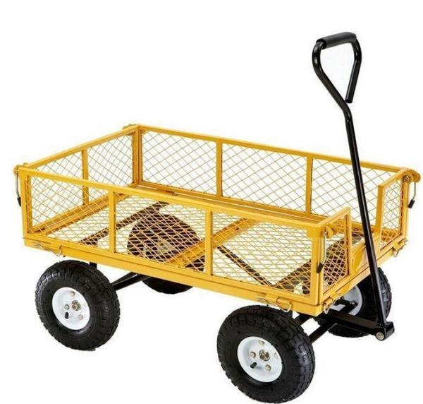 Iron Wagon Cart Heavy Duty Utility Garden Lawn Wheelbarrow Trailer 86*46*85 Dimensions