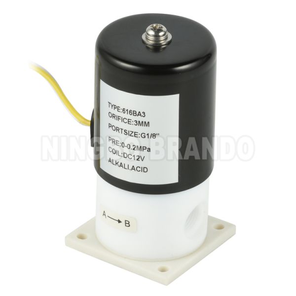 PTFE Solenoid Valve 6.5 мм шланг Барб Противокоррозионная изоляция соленоидный клапан для химической кислоты щелочной