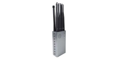 O sinal portátil do telefone celular que bloqueia o dispositivo com o bujão do sinal de GPS Wifi de 10 antenas, a tampa de nylon continua facilmente a mão
