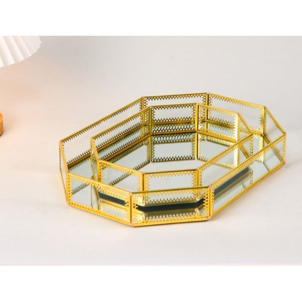 Custom logo dresser ornaments storage tray Nordic ins glass artifact cosmetics box wholesale