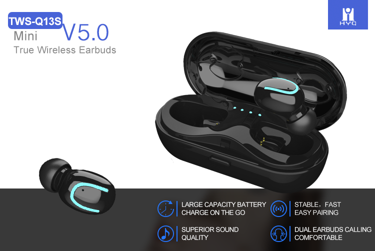 Mini Wireless BT Earphones V5.2 Waterproof  TWS True Stereo Headset With Charging Case