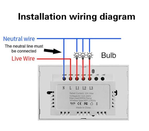 US Standard 2Gang Tuya App Remote Voice Control Smart WIFI Switch With Tempered Glass Panel Led Indicator