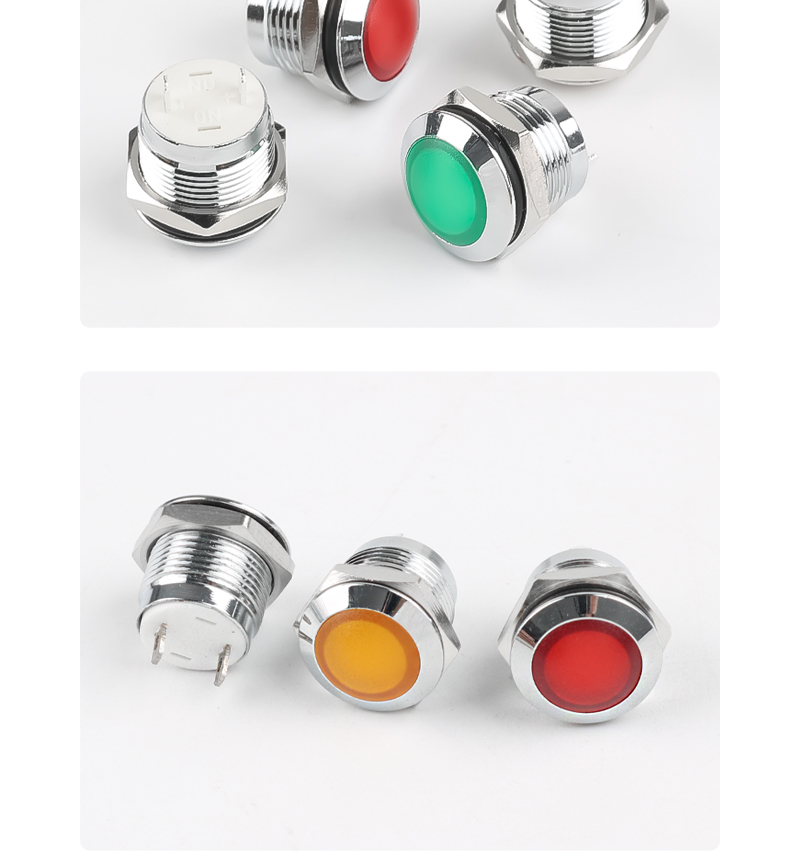 12mm Nickel-plated Copper Ball Head Soft Light Indicator Light Welding Foot 6V/24V/220V Red/Green/Yellow/Blue/White