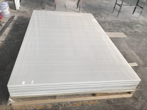 Light Texture Cultured Marble Shower Walls With Back Panels Scratch Resistent