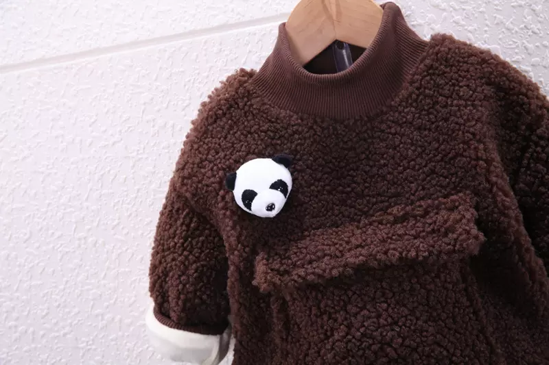 детей зимы 120cm панда шерстей овечки одежды Unisex набор 2 брюк свитера части