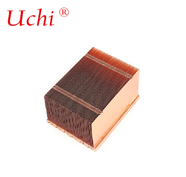 Servers Copper Heat Pipe Radiator Buckle Fin Heat Sink Data Center Cooling