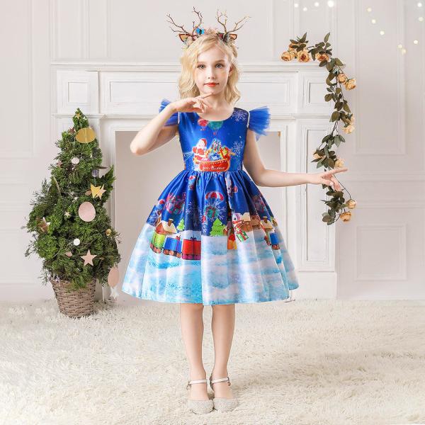 Children'S Dress Clothing Girls Fancy Christmas Dress Snowflake Printed Dresses