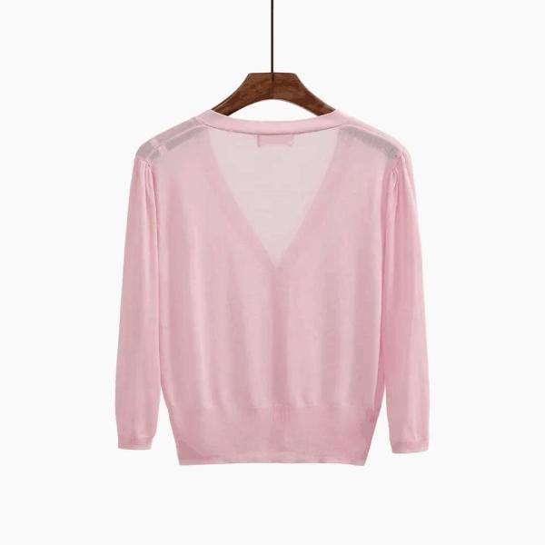                  Women′s Summer Knitwear Thin Cardigan Ice Silk Seven-Point Sleeve with Candy-Colored Sunblock Coat for Women             