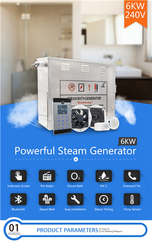 Anti Rusting Steam Bath Equipment / 6kw Steam Generator 304 Stainless Steel Material