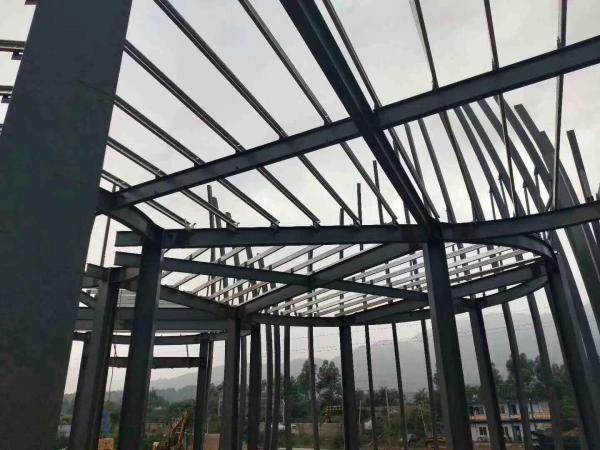 Economic Workshop Building Steel Frame With Grey Blue Color Steel Tile