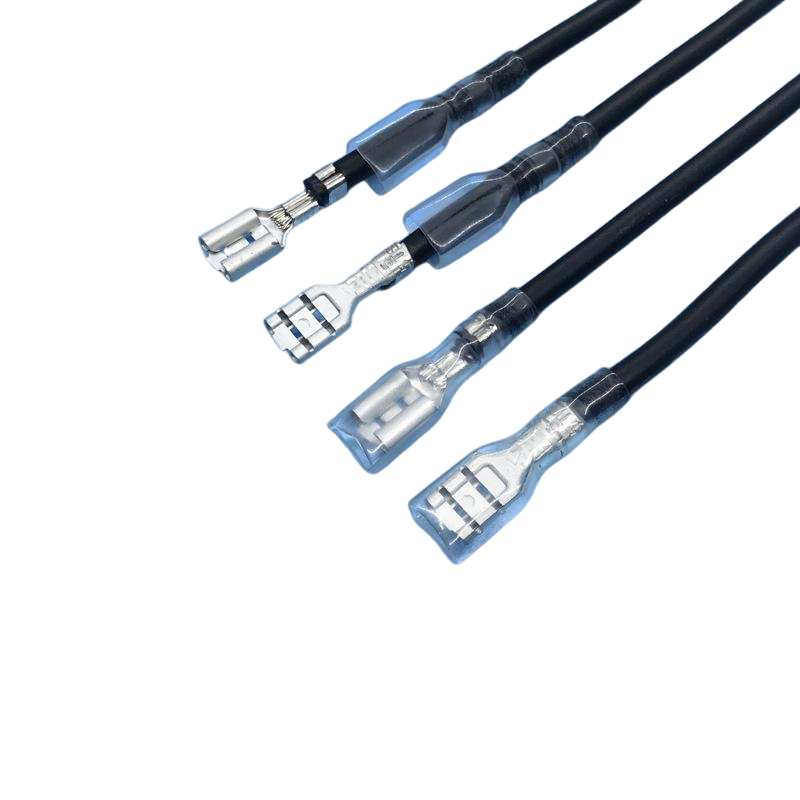 Custom Heat Shrink Protected Pre-Crimped Quick Disconnect Wire Harness, Dual-End Tab & Serrated Ring to Terminal Jumper Cable Assembly for Home Appliance, Wholesale China