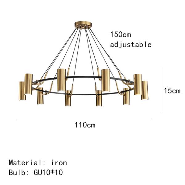 Minimalist Chandeliers Gold LED Black Ring Living Room Dining Lighting circular pendant light(WH-AP-567)