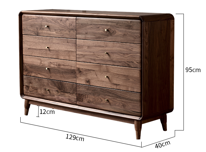 Natural Walnut Solid Wood Entryway Cabinet Wax Polish Minimalist Style