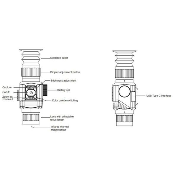 объем ночного видения 5V LCD 1024x768 термальный тактический с 20mm Picatinny