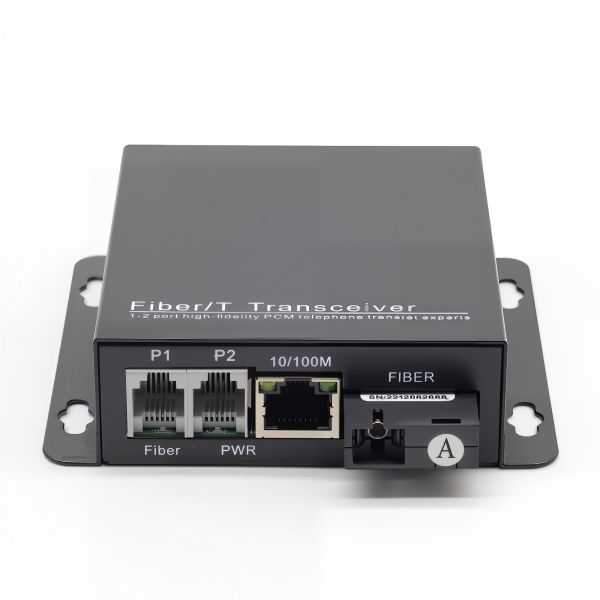 2 Port Telephone 1 Port Fast Ethernet Fiber Converter PCM Voice 100Mbps Over Fiber