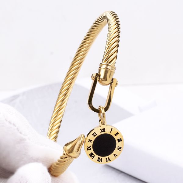 18k gold digital Roman tag jewelry bracelet Stainless Steel bracelet Female titanium steel plating Wire Rope accessorie
