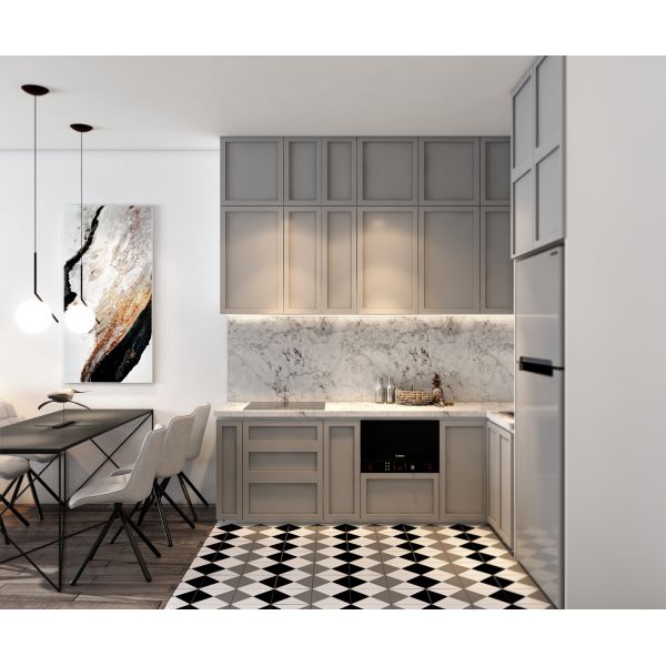 Meubles de cuisine en forme de U moderne avec une île de comptoir en MDF laqué mat