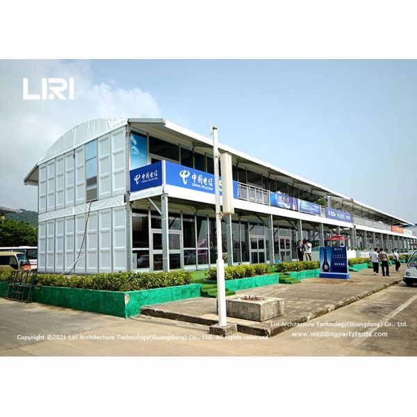 15m X 30m Dome Roof Glass Wall Double Decker Tent For Trade Shows