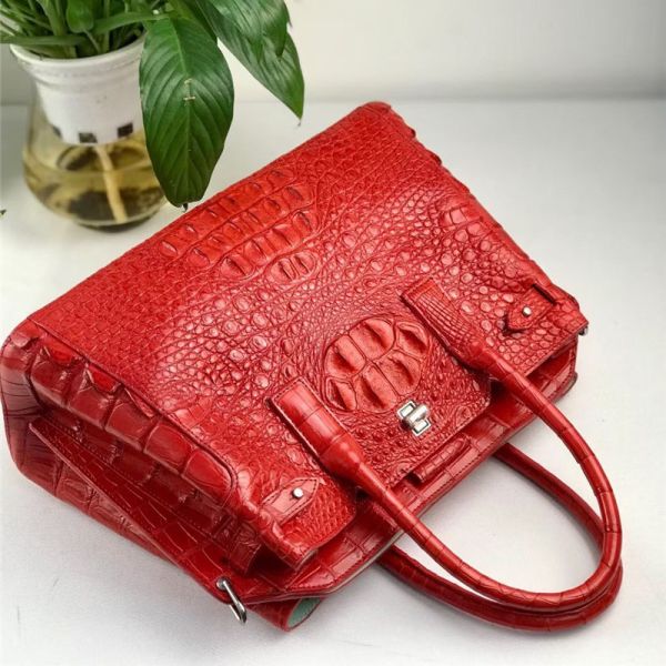 Authentic Crocodile Leather Women Top-handle Handbag Female Large Shoulder Bag Genuine Alligator Skin OL Lady Work Purse