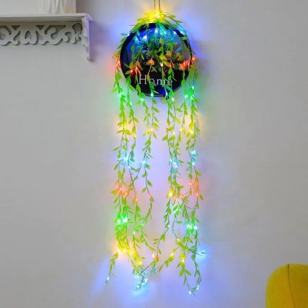 Artificial Ivy Garland Fake Plants Outdoor Fairy String Lights Vine Hanging Light Party Garden Decoration Lamp