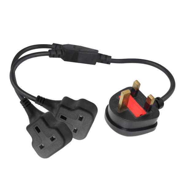 UK 3 Pin to 2xC13 Female Y Splitter Power Cord 7A-15A