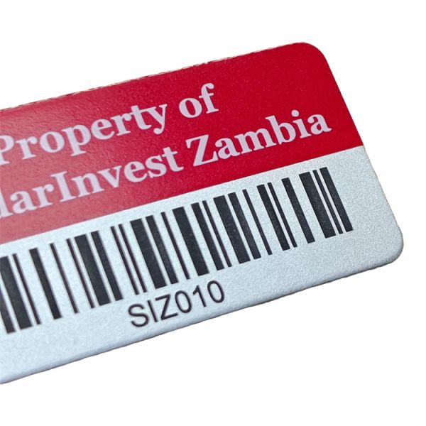 Customized Aluminum Red Barcode Tag Laser Metal Industrial Asset ID Labels for Logistics Tracking Management
