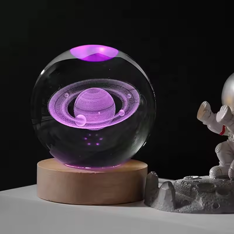 Кристаллическая лампа USB Светлая 3D-искусство Кристаллический шар Яркое стекло Ночной свет Столовая лампа