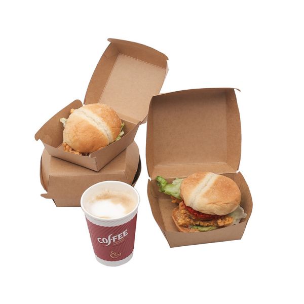 120x120mm PLA Lined Kraft Paper Burger Box Paperboard Grease Resistant Packaging