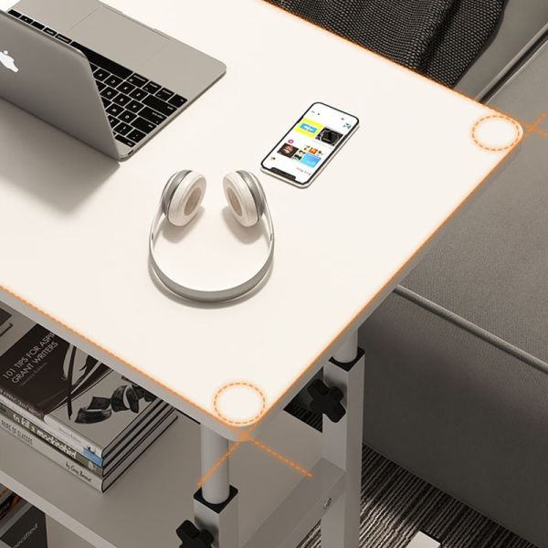 Adjustable Side Table with Wheels Bedside , for Dorm, Movable Office Desk Bed, Lazy Bedroom