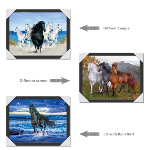 Horse Stock Free Sample Poster With MDP Frame , Pet Lenticular 3d Pictures For Home Decor