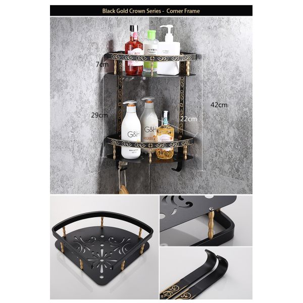 European Antique Black Bathroom Rack Set with 1 Layer and Oxidation Surface Finishing